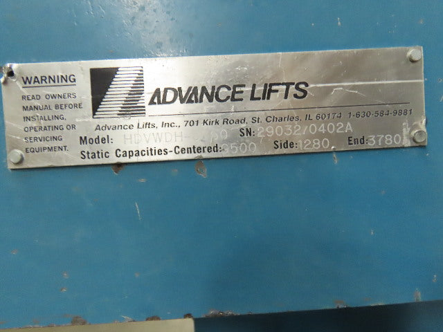 Advance Lifts 9500Lb. Hydraulic Scissor Lift Table 63"x64" Top 23-5/8" to 84"