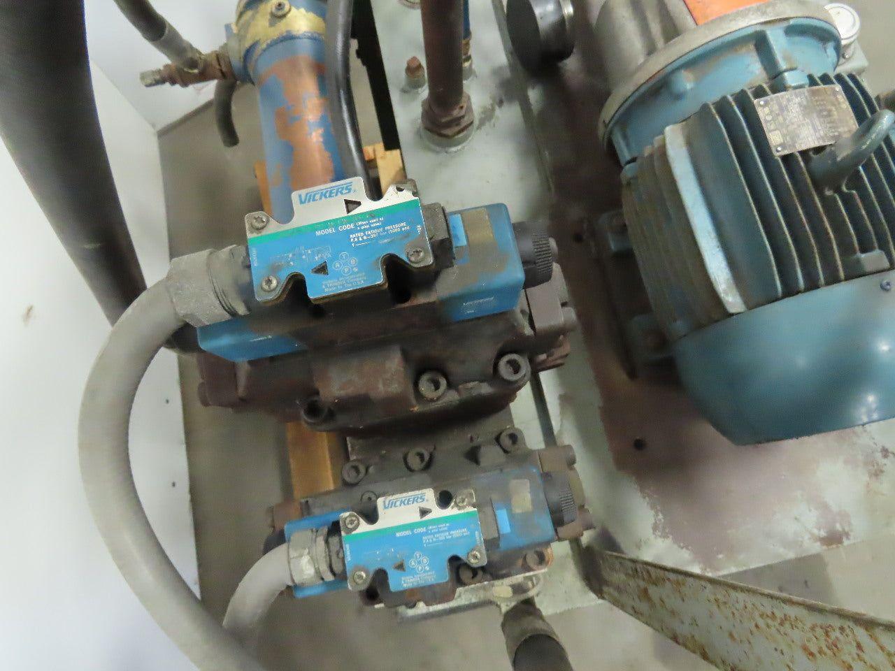 Vickers 5Hp Hydraulic Power Unit 65 Gallon W/PVQ10 A2R SE1S 10 Pump 208-230/460V