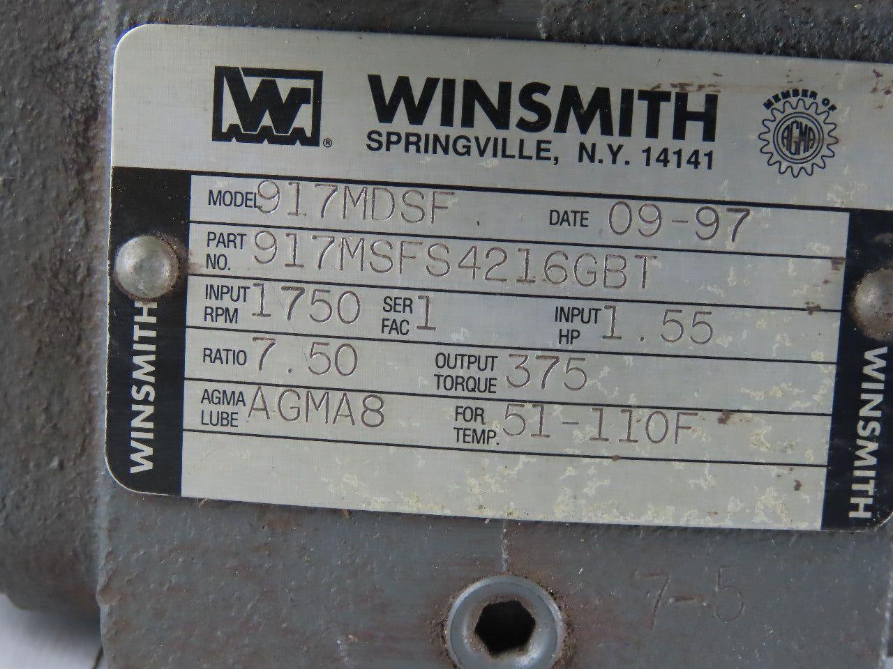 Winsmith 917MDSFA4216GBT 1Hp Gear Motor 7.5:1 Ratio 208-230/460V