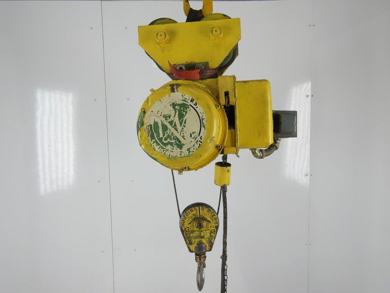 Robbins & Myers 1/2 Ton Electric Cable Hoist 220/440V 3Ph 13' Lift 16FPM Trolley