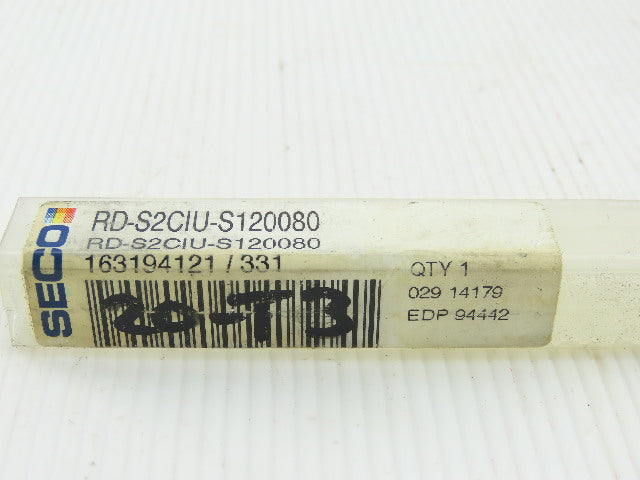 Seco S120080 7.30mm 2 Straight Flute Coolant Fed Carbide Drill 10mm Shank