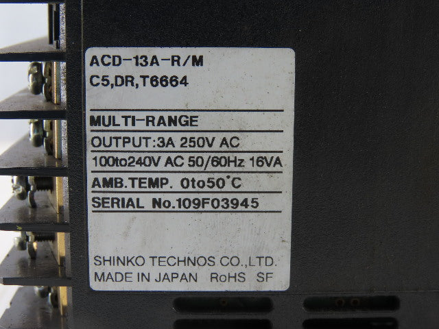 Shinko ACD-13A-R/M Multi-Range Controller 3A 25V AC AMB. Temp. 0 TO 50° C