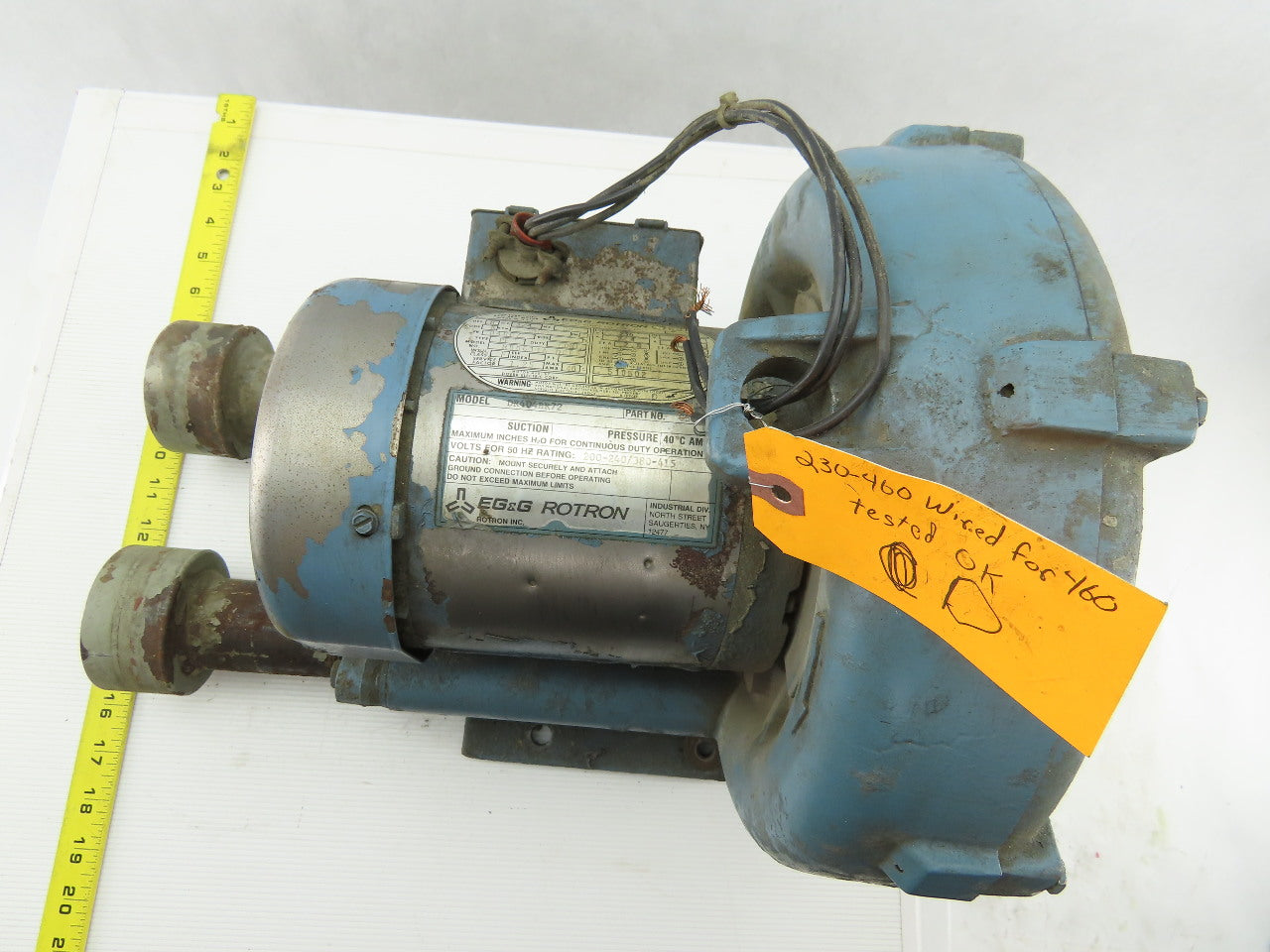 EG&G Rotron 036746 DR404BR72 3/4Hp Regenerative Vacuum Blower 230/460V 3Ph