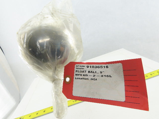 55-2-316L 5" Dia. 24Ga 316 Stainless Steel Float Ball W/ 1/4"x24" Long Rod