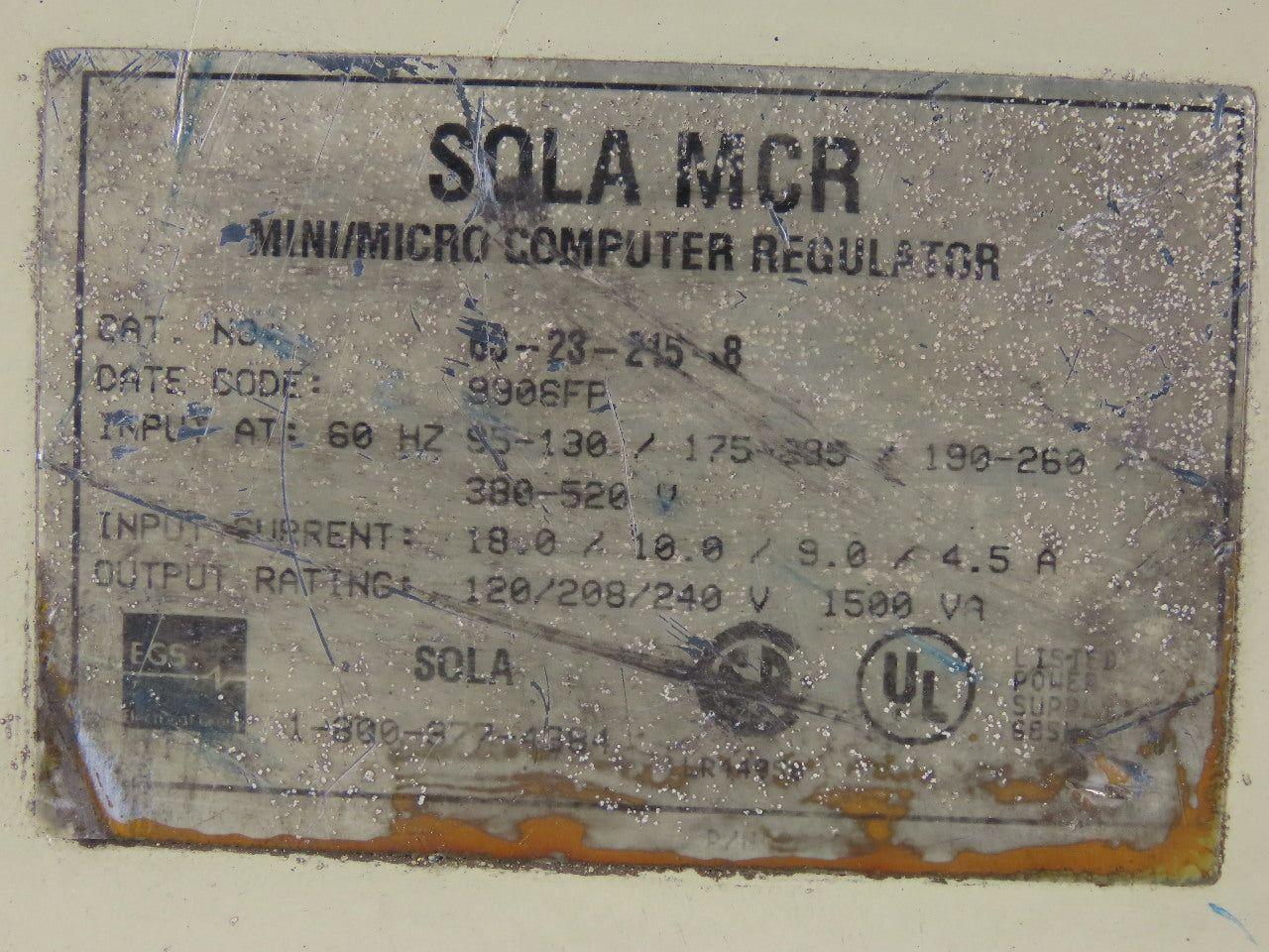 Sola 60-23-215-8 MCR Mini/Micro Computer Regulator 1500Va