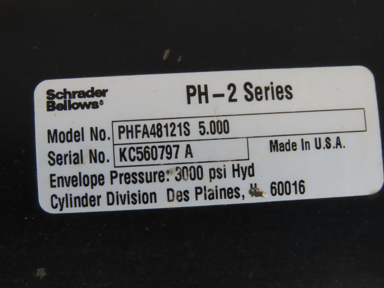 Schrader Bellows PHFA481215 5.00 Hydraulic Tie Rod Cylinder 5" Bore 5" Stroke