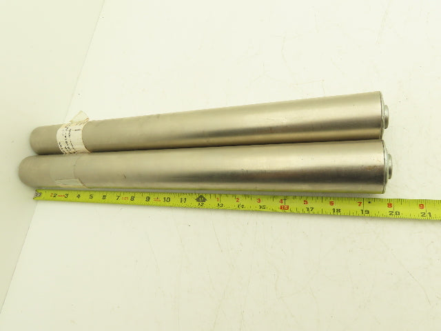 2" Gravity Conveyor Idler Roller 20"BF 7/16" Hex Bore Steel Lot of 2