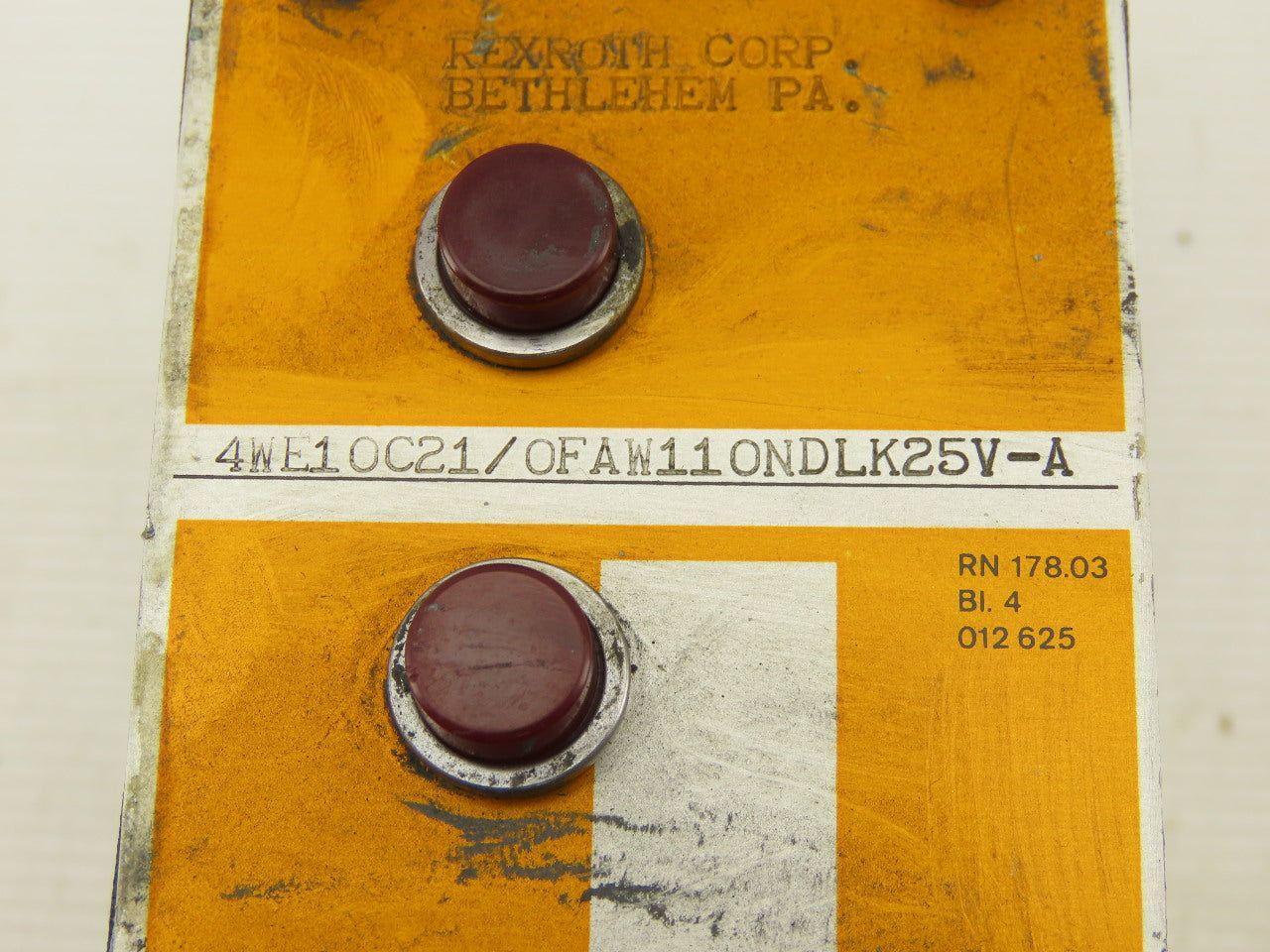 Rexroth 4WE10C21/0FAW11ONDLK25V-A Hydraulic Directional Control Solenoid Valve