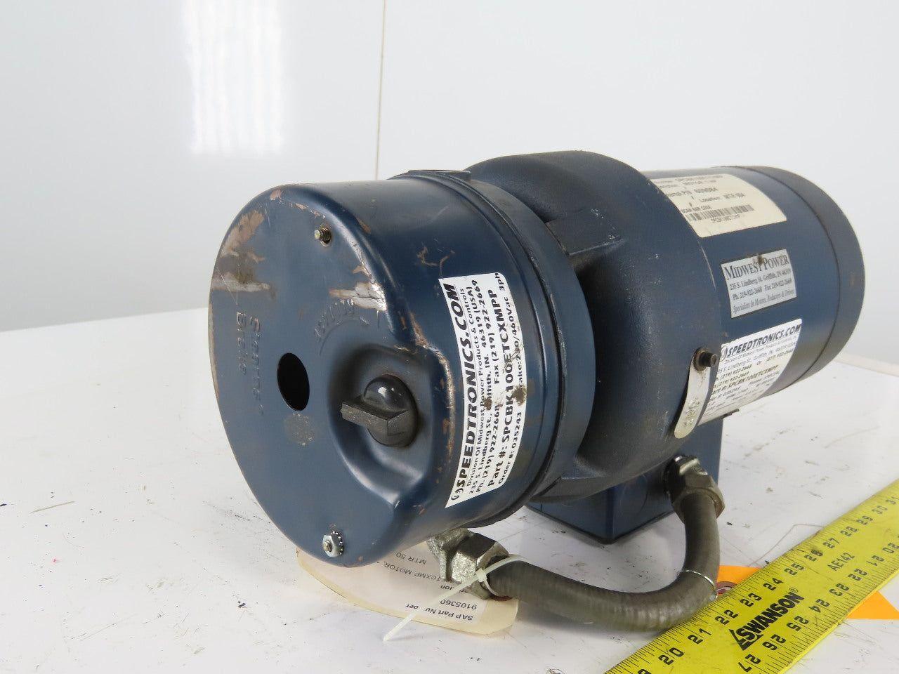 Speedtronics SPCBK100ETCXMPP 1 Hp Electric Motor 230/460V 3Ph 1740RPM W/Brake