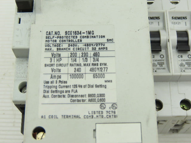 Siemens SCE1634-1MG 3Hp Self Protected Combination Motor Controller