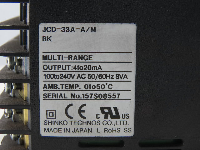 Shinko JCD-33A-A/M Multi-Range 3A 250V 100-240V Digital Indicating Controller