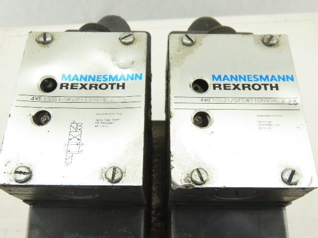 Rexroth 4WE10D31/0FCW110N9DAL 4/2 Way Hydraulic Valve Check Assembly 115V Coil