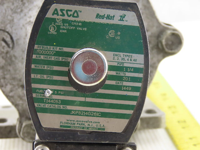 ASCO JKP 8214G261C 1-1/4" NPT 2-Way Fuel Gas Solenoid Valve 120V
