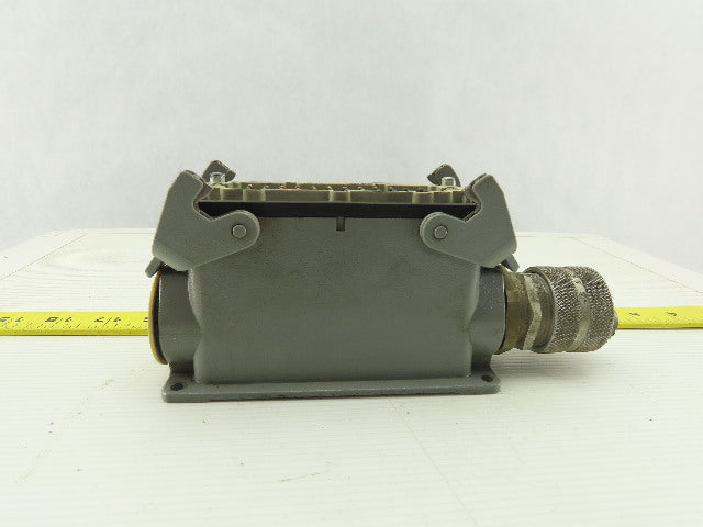 Harting Han 24 E-M 24-Pin Male Cable Connector Plug Aluminum Hood 16 Amp 600