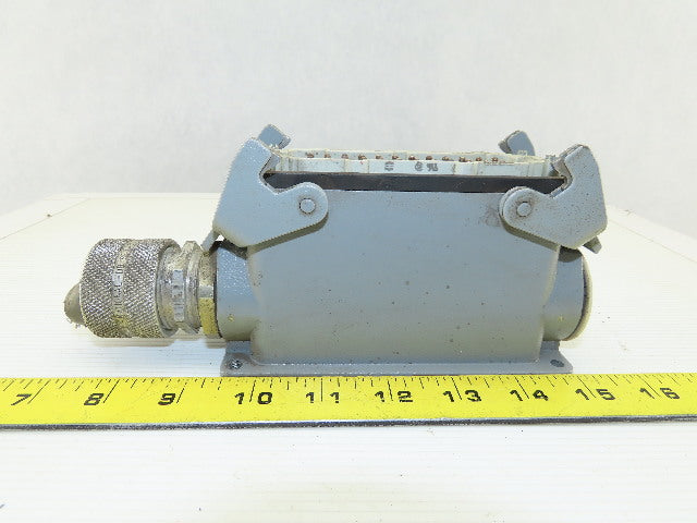 Harting Han 24 E-M 24-Pin Male Cable Connector Plug Aluminum Hood 16 Amp 600