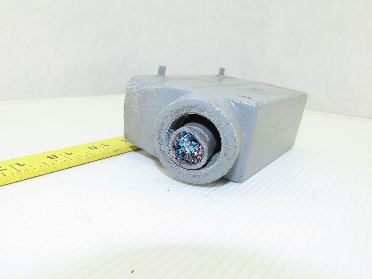 Harting 24-Pin Male Cable Connector Plug Aluminum Hood 16 Amp 500V