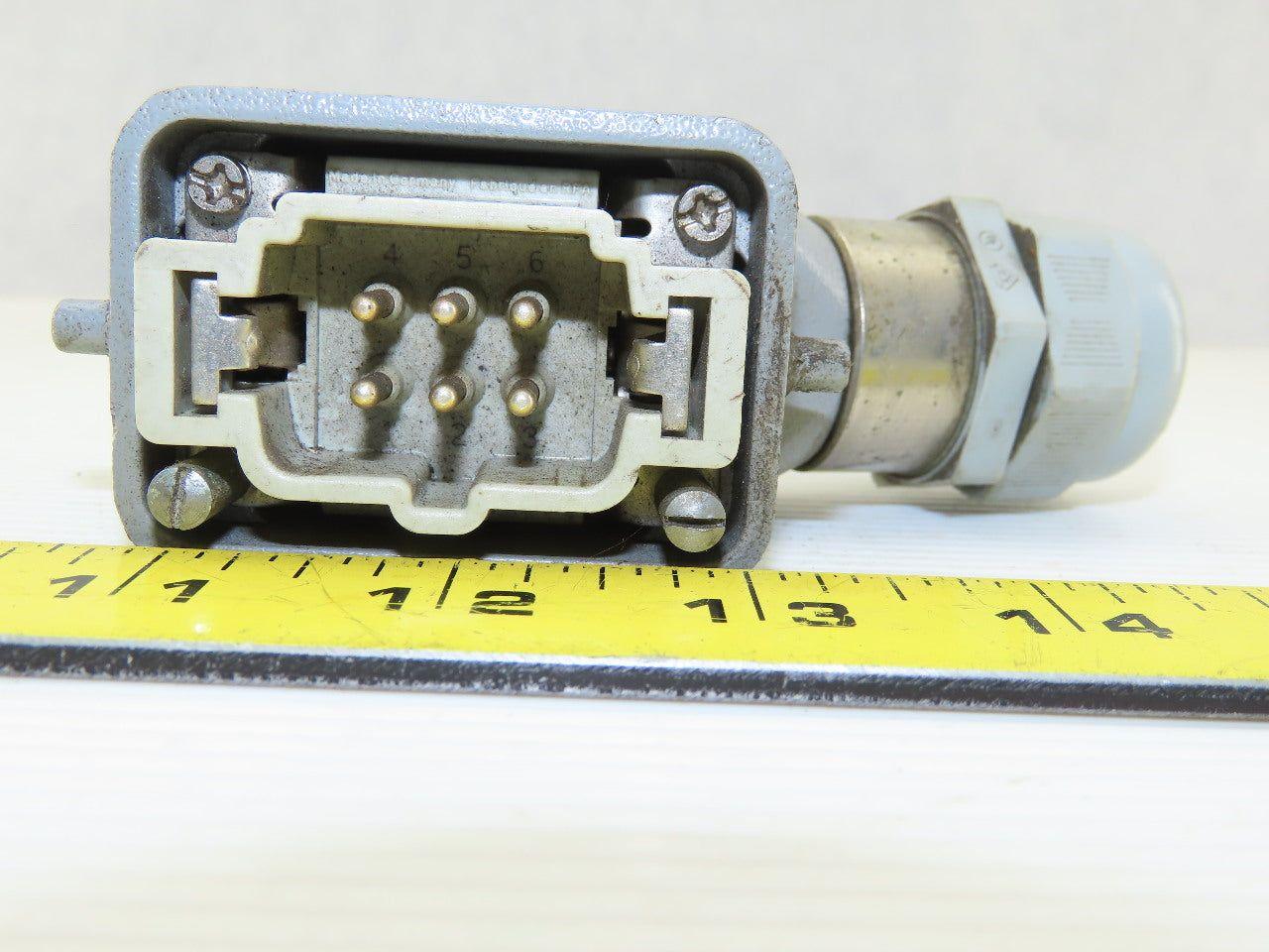 Harting HAN-6 E-M 6 Pin Male Side Entry Aluminum Housing Hood 16A 500V