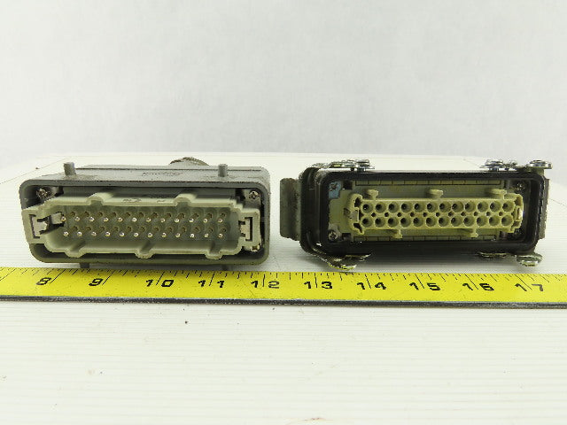 Harting Han 24 E-M 24 Pin Housing Assembly Base & Hood W/Inserts 16A 500V
