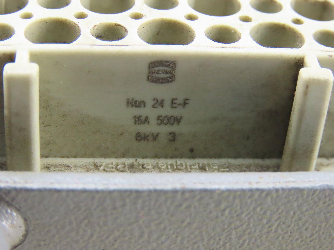 Harting HAN 24E-F 24-Pin Female Cable Connector Plug Aluminum Hood 16 Amp 500V