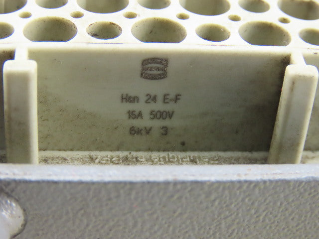 Harting HAN 24E-F 24-Pin Female Cable Connector Plug Aluminum Hood 16 Amp 500V