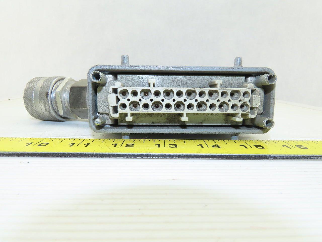 Harting HAN 24E-F 24-Pin Female Cable Connector Plug Aluminum Hood 16 Amp 500V