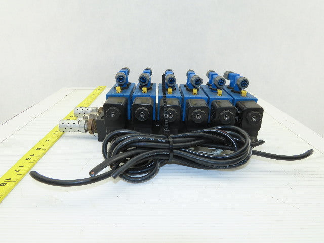 Rexroth PW67697-5C 6 Pneumatic Valves 24VDC Coil Manifold Assembly W/Silencers