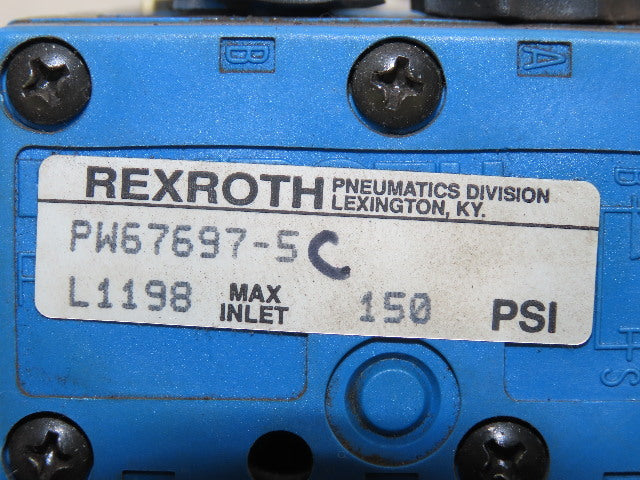 Rexroth PW67697-5C 3 Pneumatic Valves 24VDC Coil Manifold Assembly