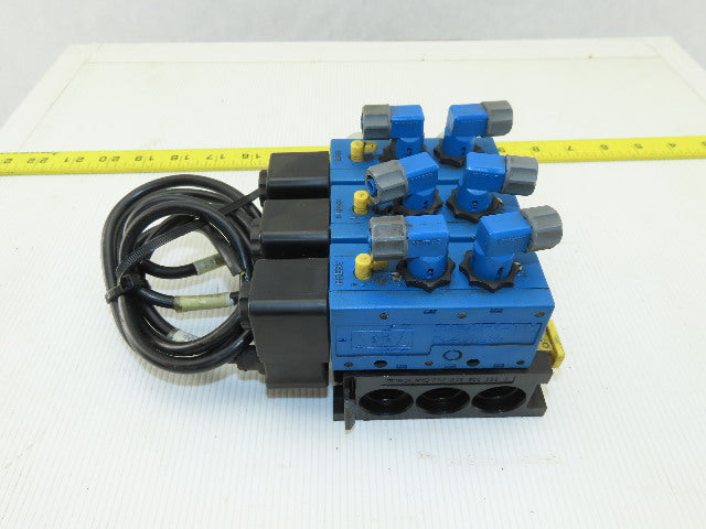 Rexroth PW67697-5C 3 Pneumatic Valves 24VDC Coil Manifold Assembly