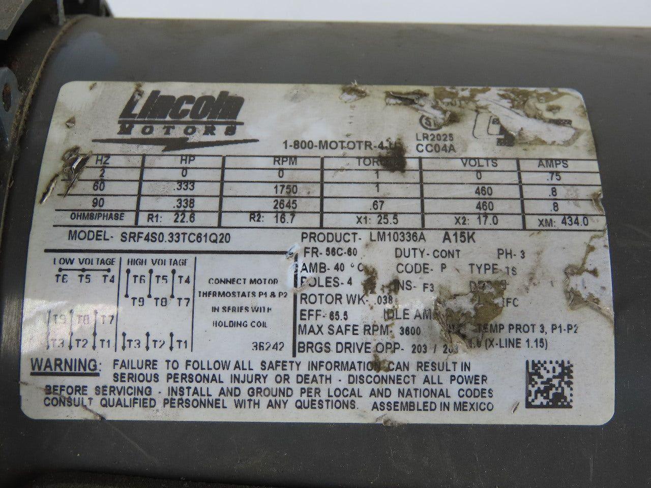 Grove Gear P7172011.B1 Inline Gear Motor 1/3Hp 460V 3ph 15.3: Ratio 3/4" Shaft