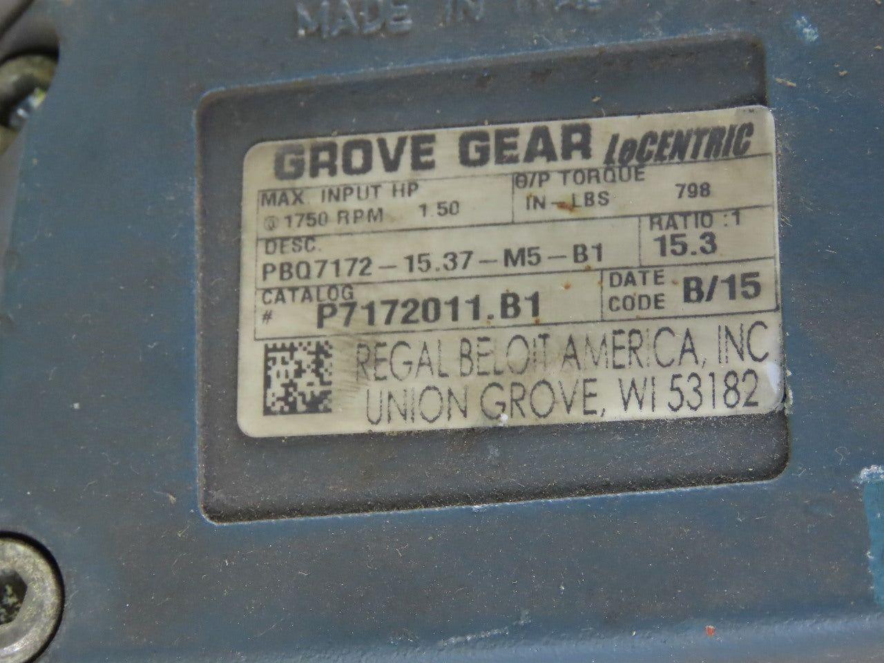 Grove Gear P7172011.B1 Inline Gear Motor 1/3Hp 460V 3ph 15.3: Ratio 3/4" Shaft