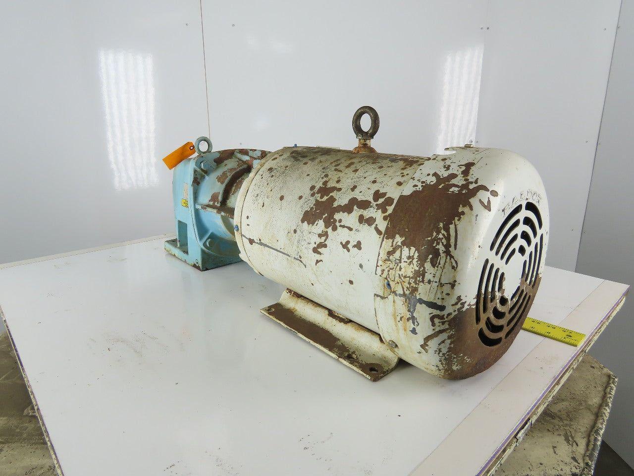 Inline Gear Reducer 5:1 Ratio W/15Hp Baldor Wash Down Motor 230/460V 3Ph