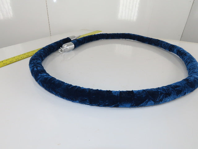 8'x1-1/2" Barrier Rope Blue Velour W/Satin Stainless Steel Snap End