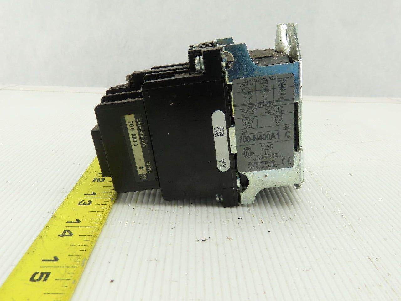 Allen Bradley 700-N400A1 Ser C Control Relay 120V Coil W/700-NA20 Aux Contacts