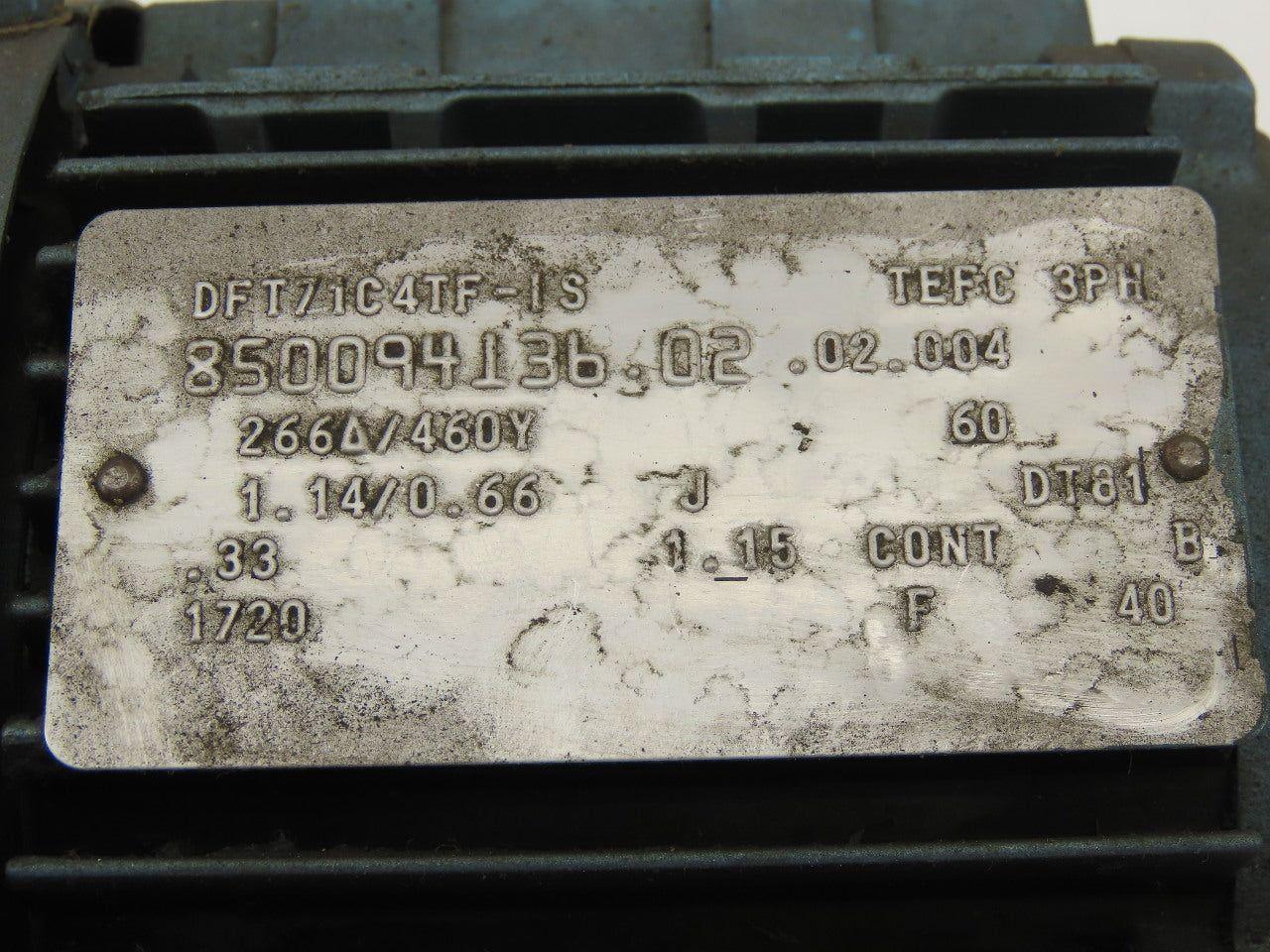 Sew Eurodrive R37DT71C4TF-IS 1/3HP Motor 230/460V 3Ph W/44.81:1 Inline Gearbox