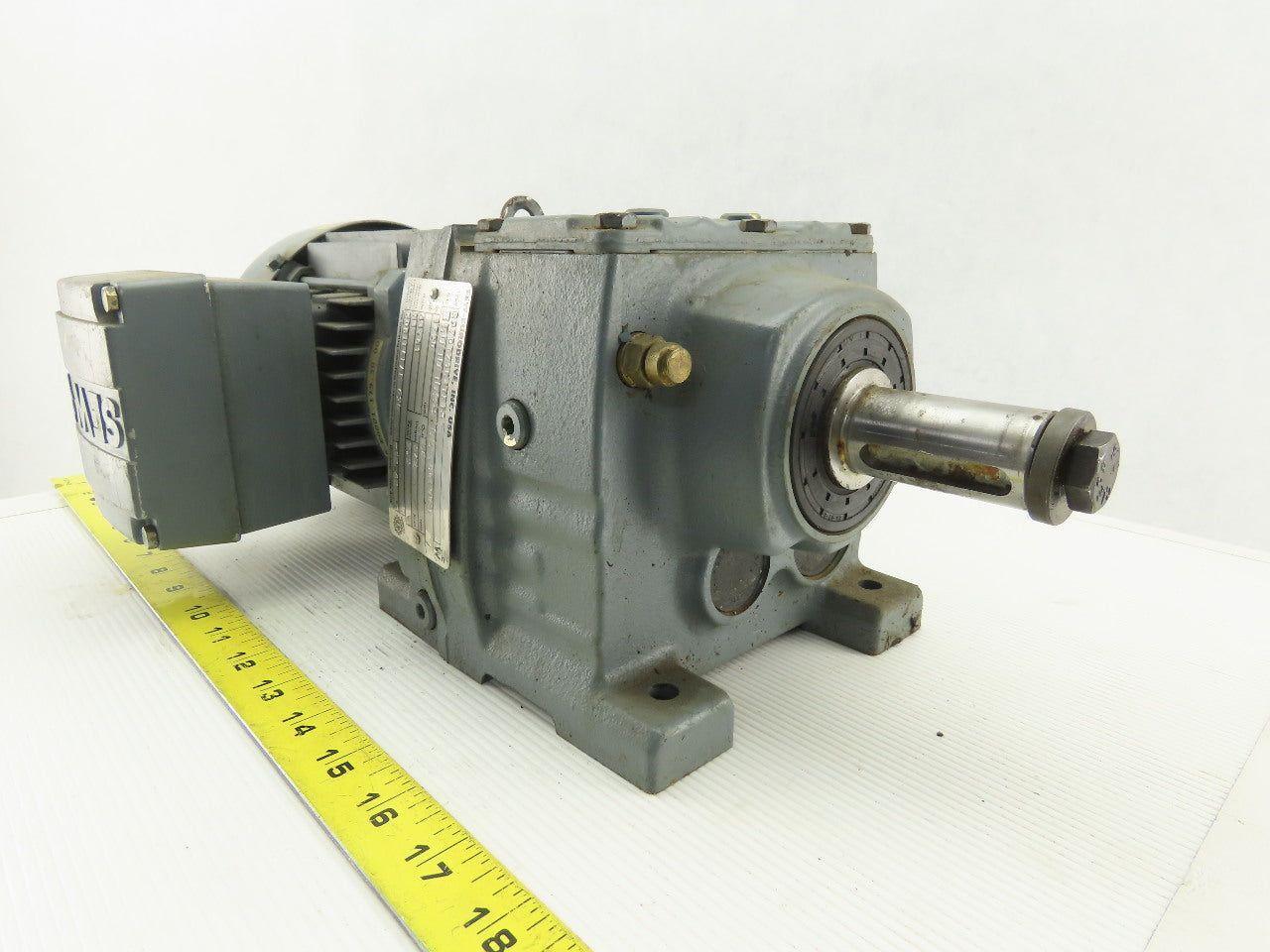 Sew Eurodrive R37DT71C4TFIS 1/3HP Motor 230/460V 3Ph W/44.81:1 Inline Gearbox
