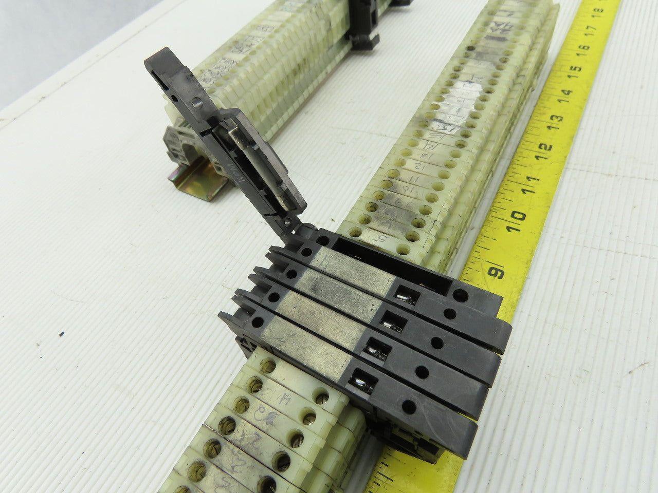 Allen Bradley 1492-HM1 White Terminal Blocks W/ Fuse Holders DIN Lot Of 78
