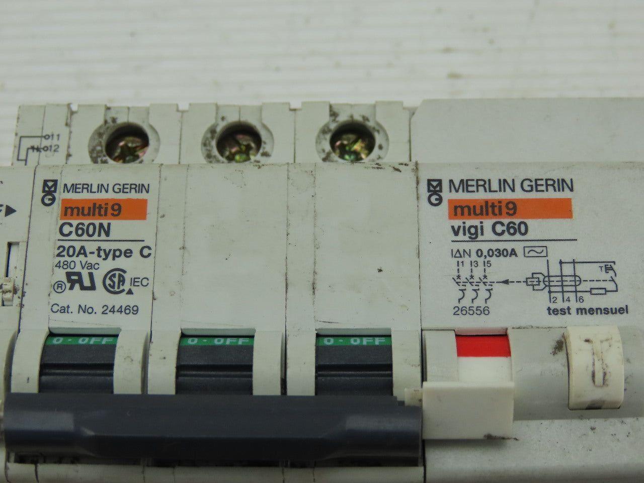 Merlin Gerin C60N Vigi C60 20A Type C 480V 3-Pole 30A Circuit Breaker