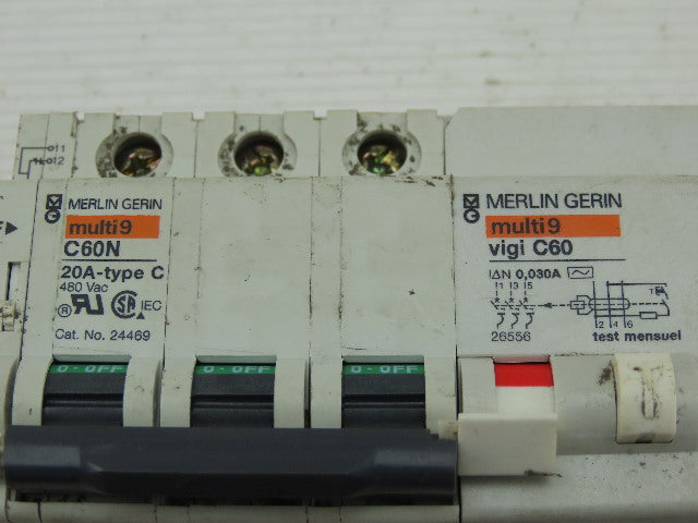 Merlin Gerin C60N Vigi C60 20A Type C 480V 3-Pole 30A Circuit Breaker