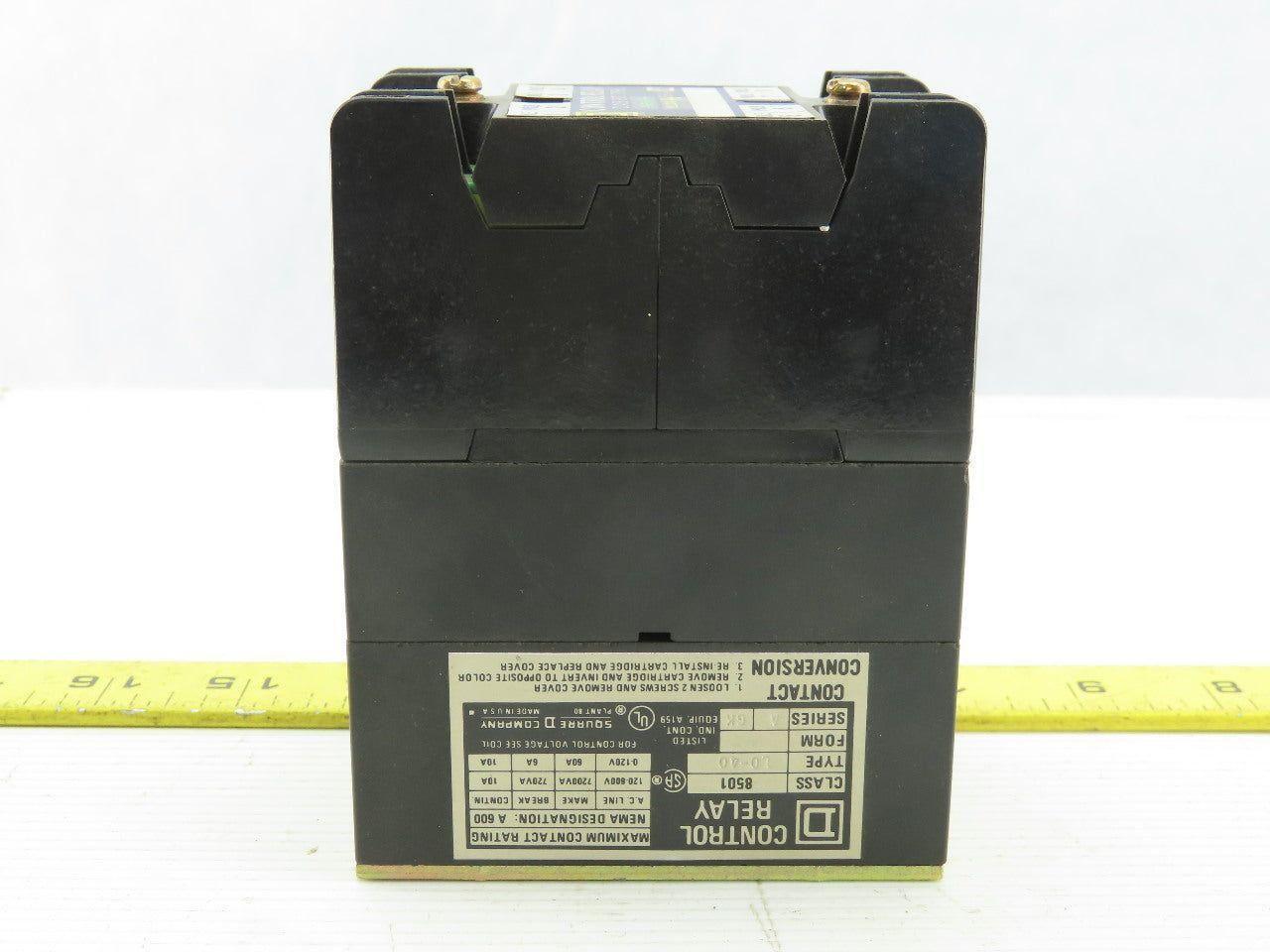 Square D L0-40 Class 8501 Ser. A 120-600V Control Relay 110-120V Coil