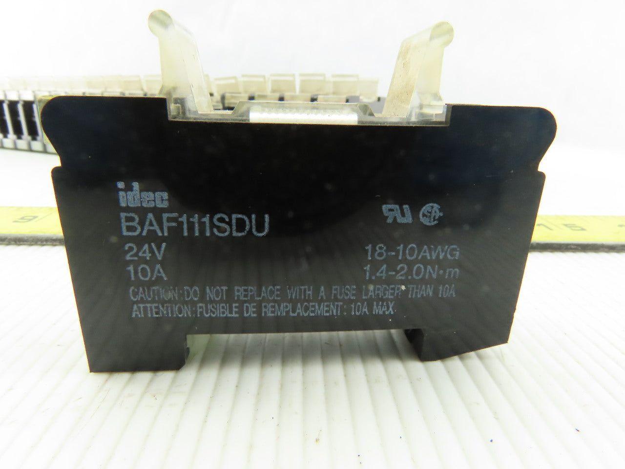 Idec BAF111SDU 24V 10A Fuse Holder W/Indicator 18-10AWG On DIN Rail Lot of 23