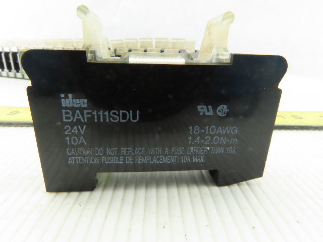 Idec BAF111SDU 24V 10A Fuse Holder W/Indicator 18-10AWG On DIN Rail Lot of 23