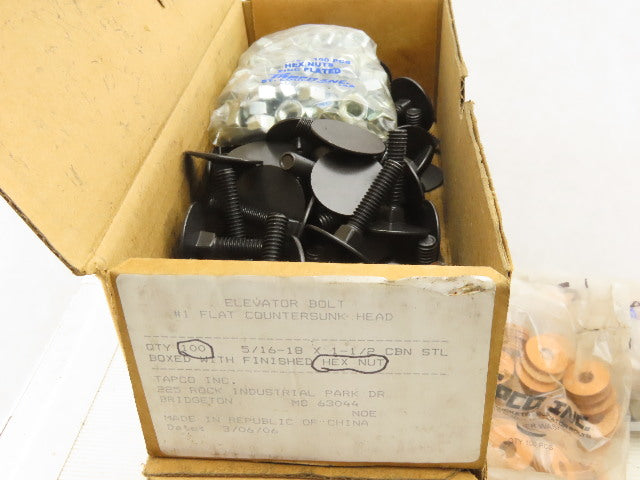 Tapco 5/16-18x1-1/2 Flat Countersunk Bolts W/Washers And Hex Nuts Bulk Lot
