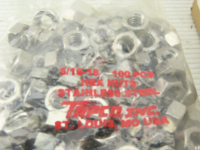 Tapco 5/16-18 x 2" Stainless Steel Elevator Bolt With Hex Nuts Lot of 100