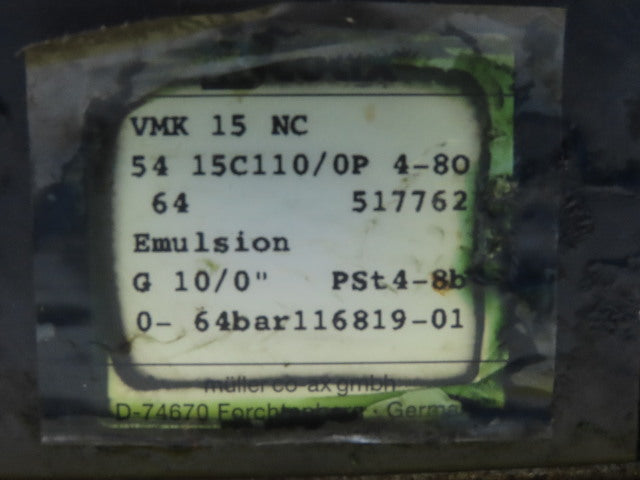 Muller Coax Vmk 15 Nc Pneumatic Valve W/Festo Block Plate & Solenoid