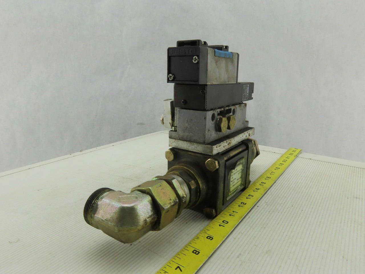 Muller Coax Vmk 15 Nc Pneumatic Valve W/Festo Block Plate & Solenoid