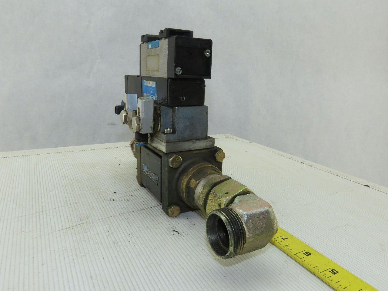 Muller Coax Vmk 15 Nc Pneumatic Valve W/Festo Block Plate & Solenoid