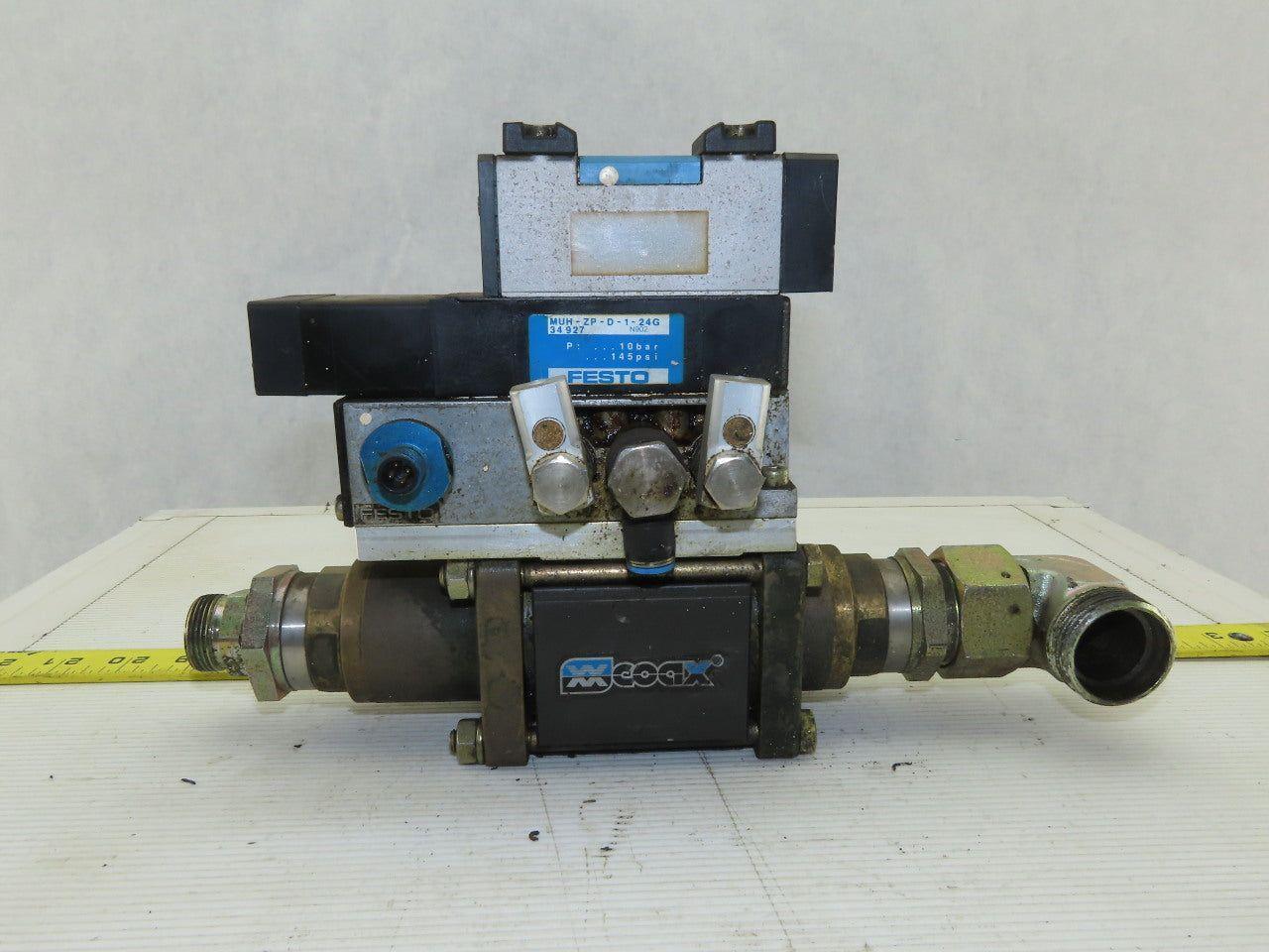 Muller Coax Vmk 15 Nc Pneumatic Valve W/Festo Block Plate & Solenoid
