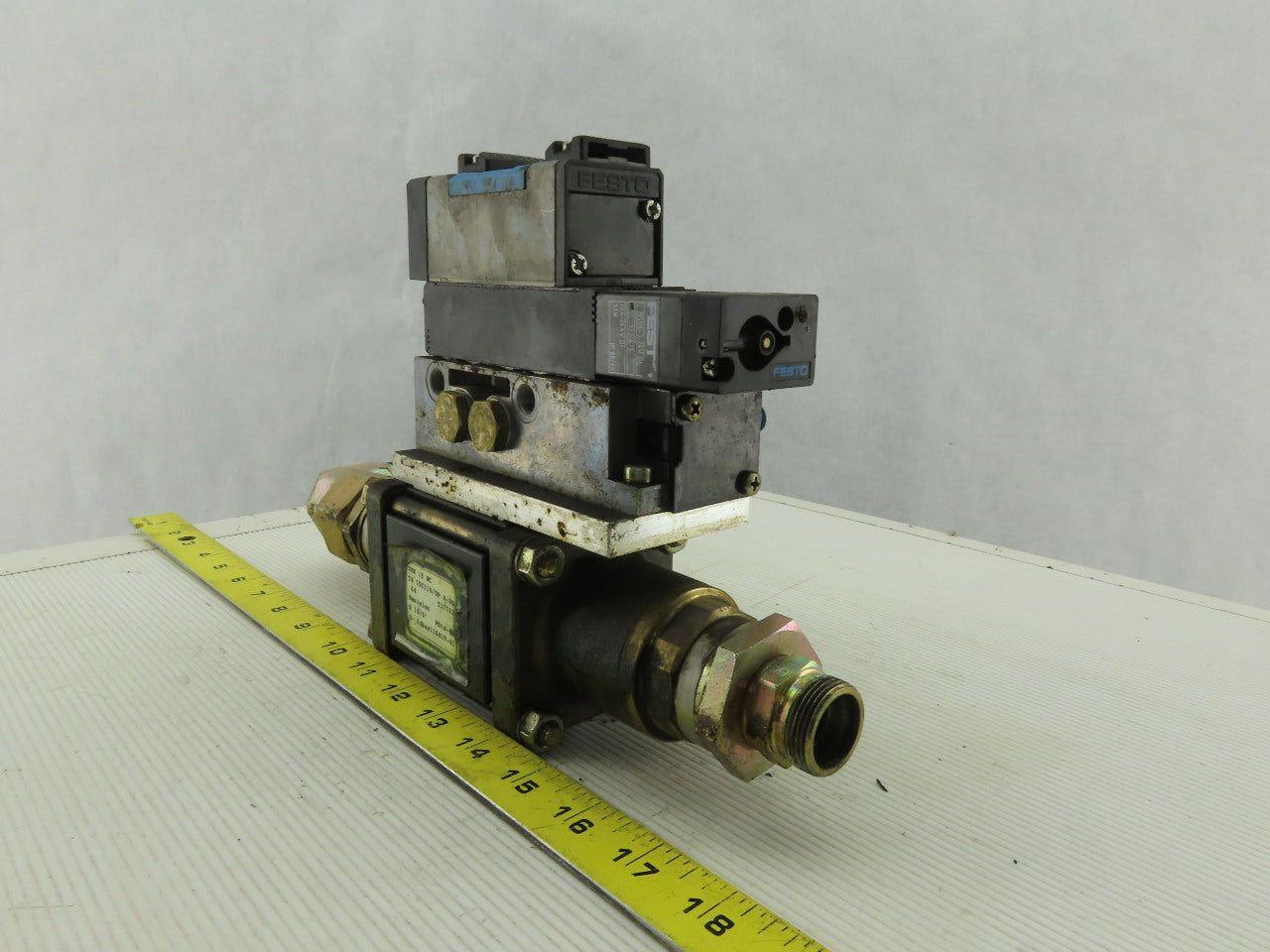 Muller Coax Vmk 15 Nc Pneumatic Valve W/Festo Block Plate & Solenoid