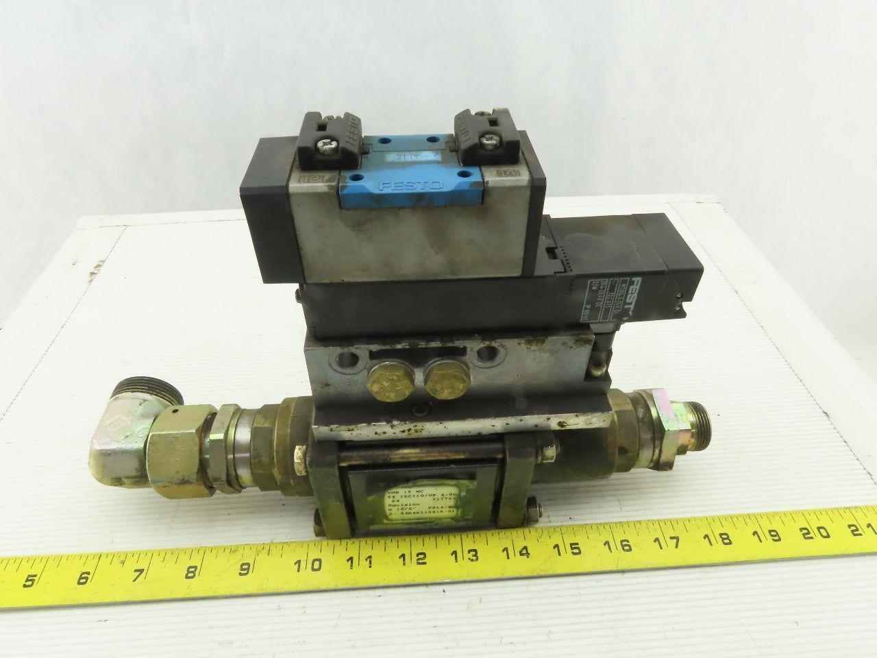 Muller Coax Vmk 15 Nc Pneumatic Valve W/Festo Block Plate & Solenoid