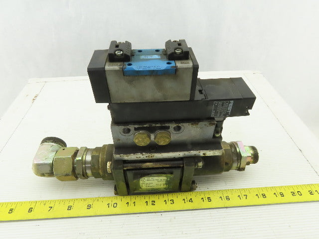 Muller Coax Vmk 15 Nc Pneumatic Valve W/Festo Block Plate & Solenoid